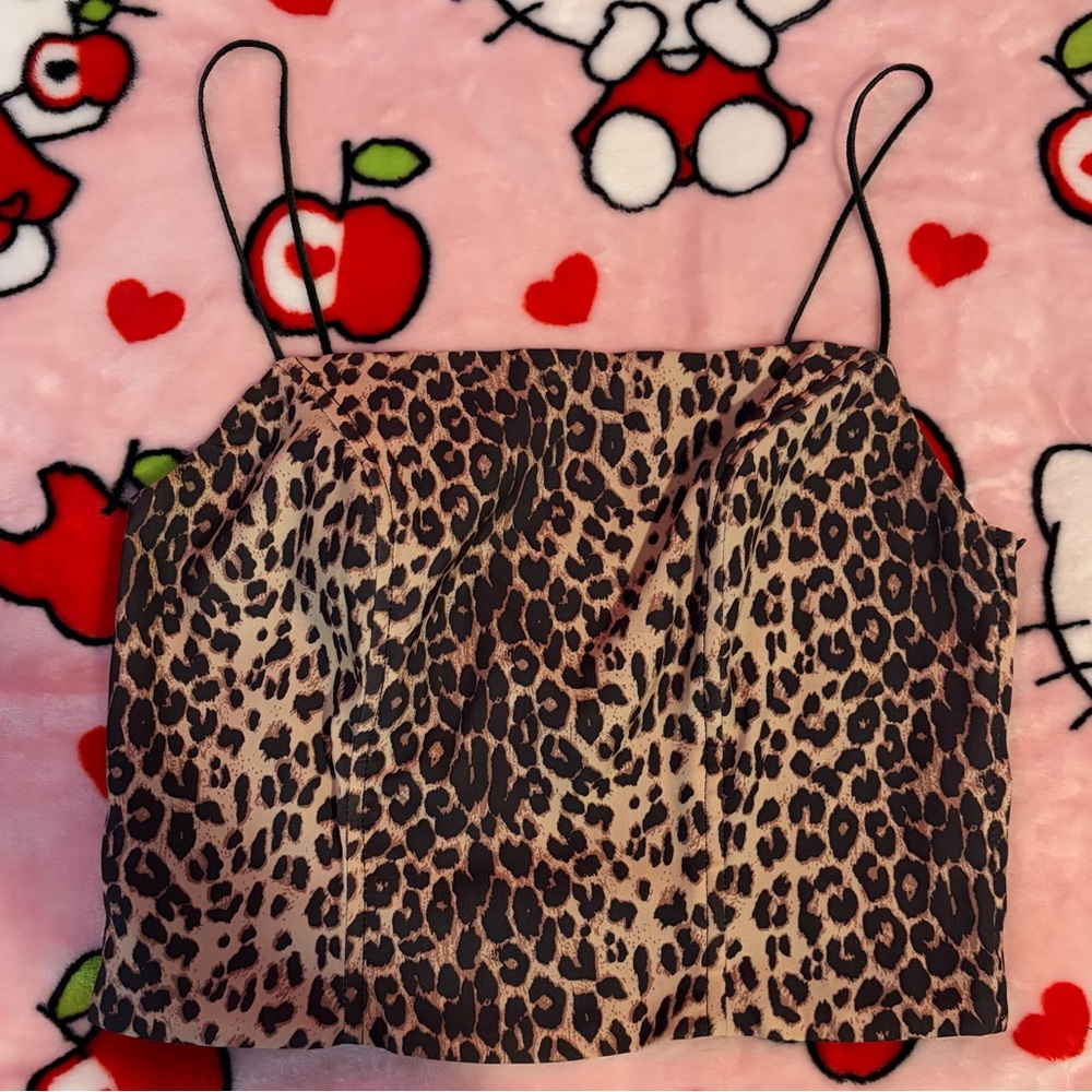 Leopard Print Cropped Cami Top